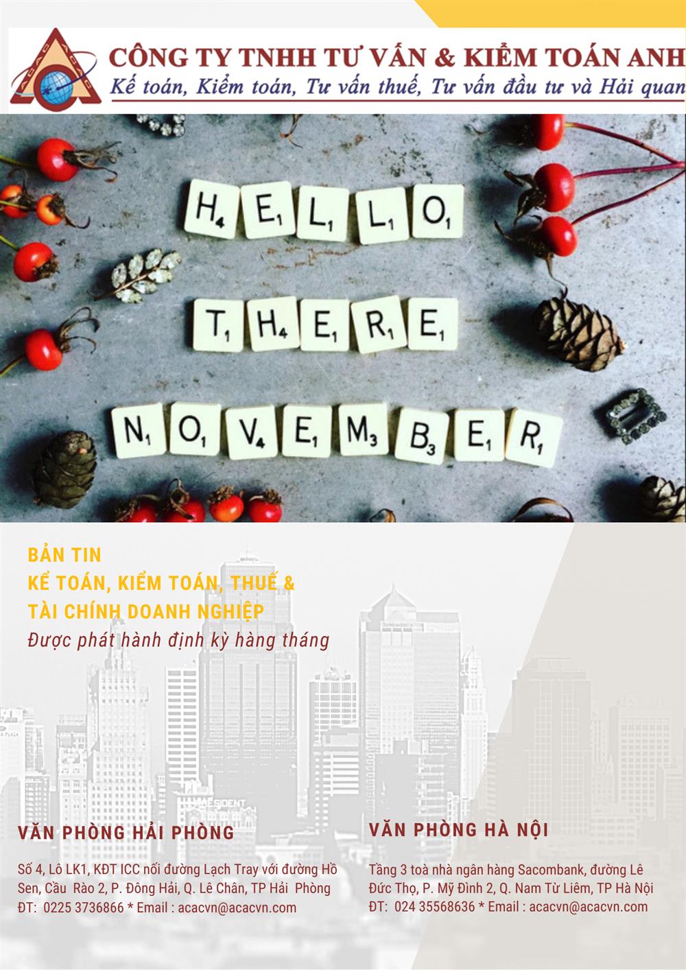 Bản tin kế toán, kiểm toán, thuế và tài chính doanh nghiệp kỳ 31/10/2020